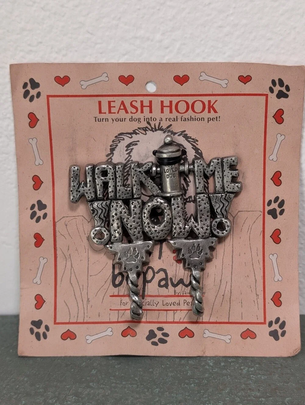 Just Bepaws Walk Me Now Pewter Wall Two Hook Key Holder Dog Pet Leash Hanger